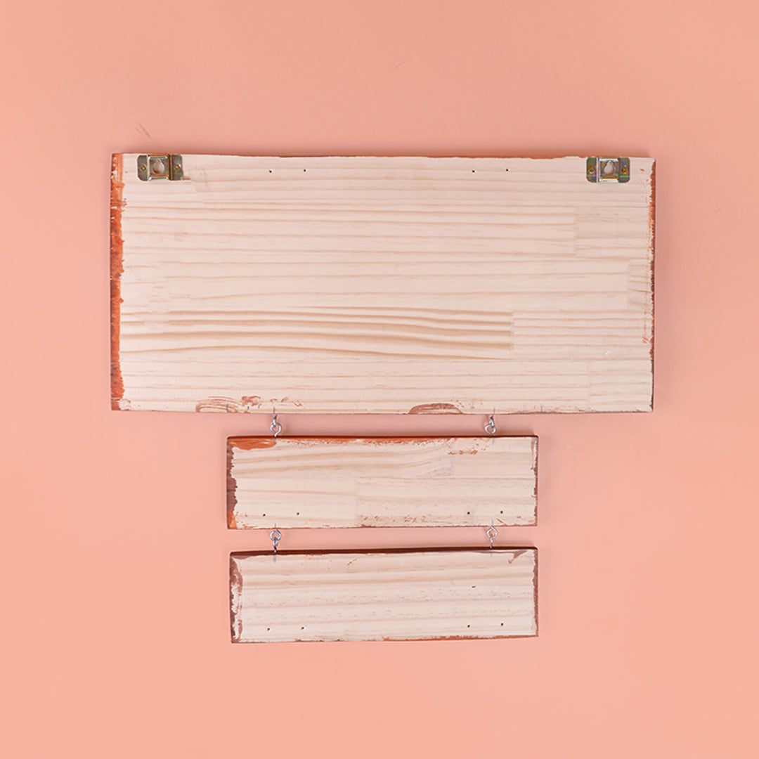 Personalised Wooden Family Name Plate With House Number - Back View Hanging Hardware Close-up