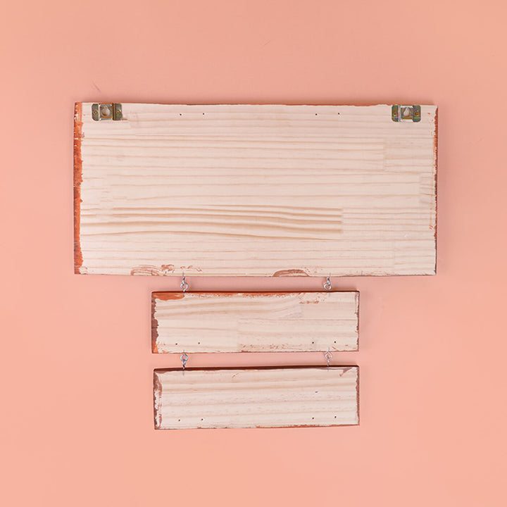 Personalised Wooden Family Name Plate With House Number - Back View Hanging Hardware Close-up