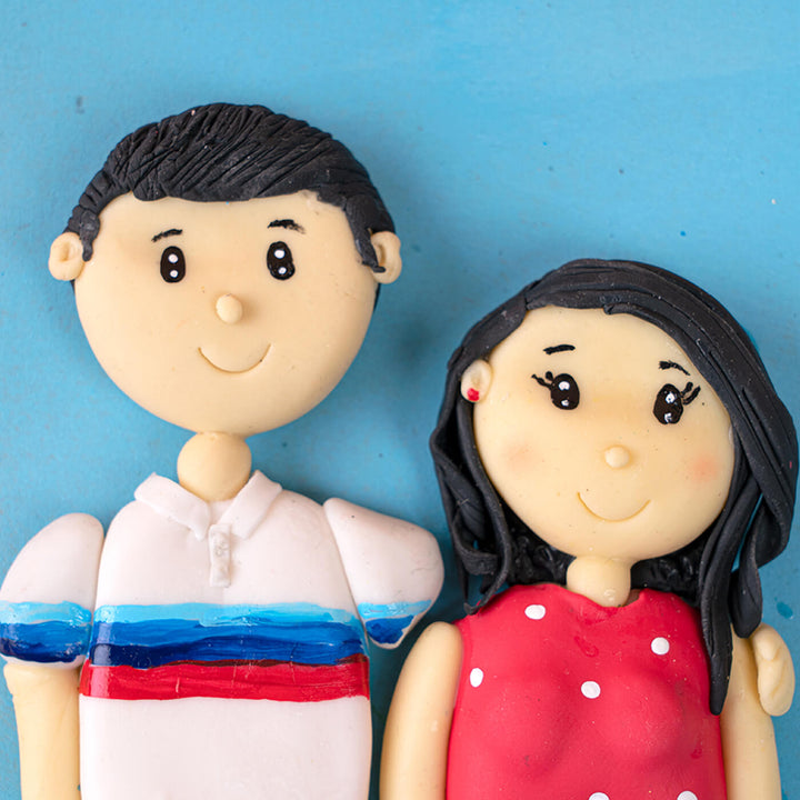 Personalised Clay Dolls Couple Nameboard