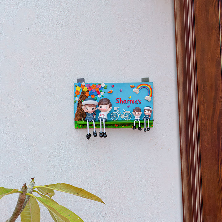Customised Hanging Clay Dolls Family Nameboard