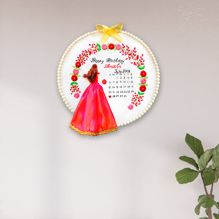 Hand Embroidered Personalized Birthday Hoop For Girls