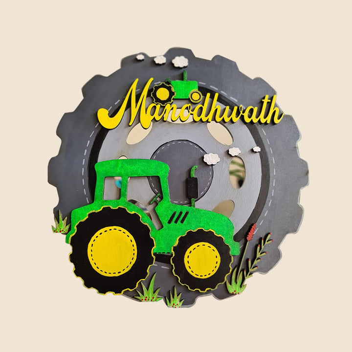 Tractor with Tyre Themed Kids Name Plate