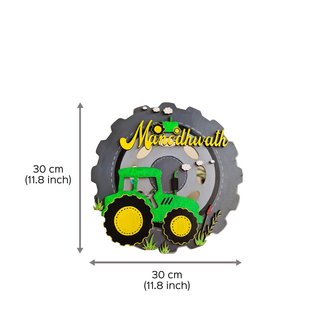 Tractor with Tyre Themed Kids Name Plate