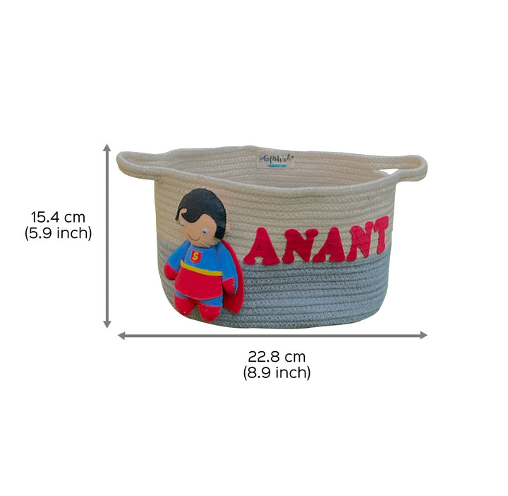 Handmade Personalized Kids Rope Basket - Superman - Zwende