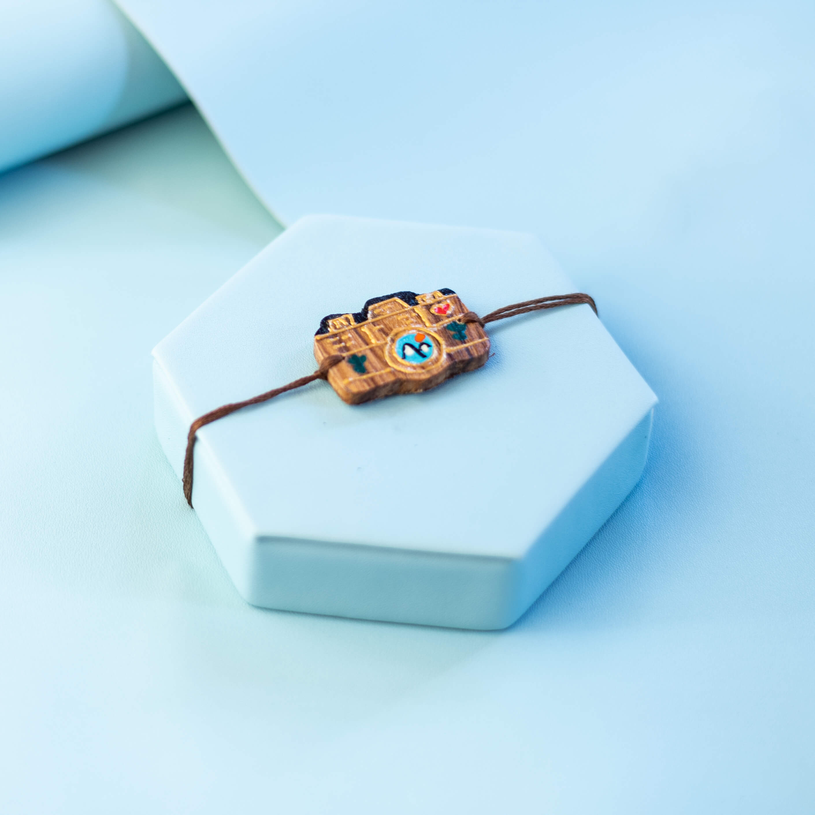 Buy Handpainted Wooden Rakhi With Roli Chawal Online On Zwende