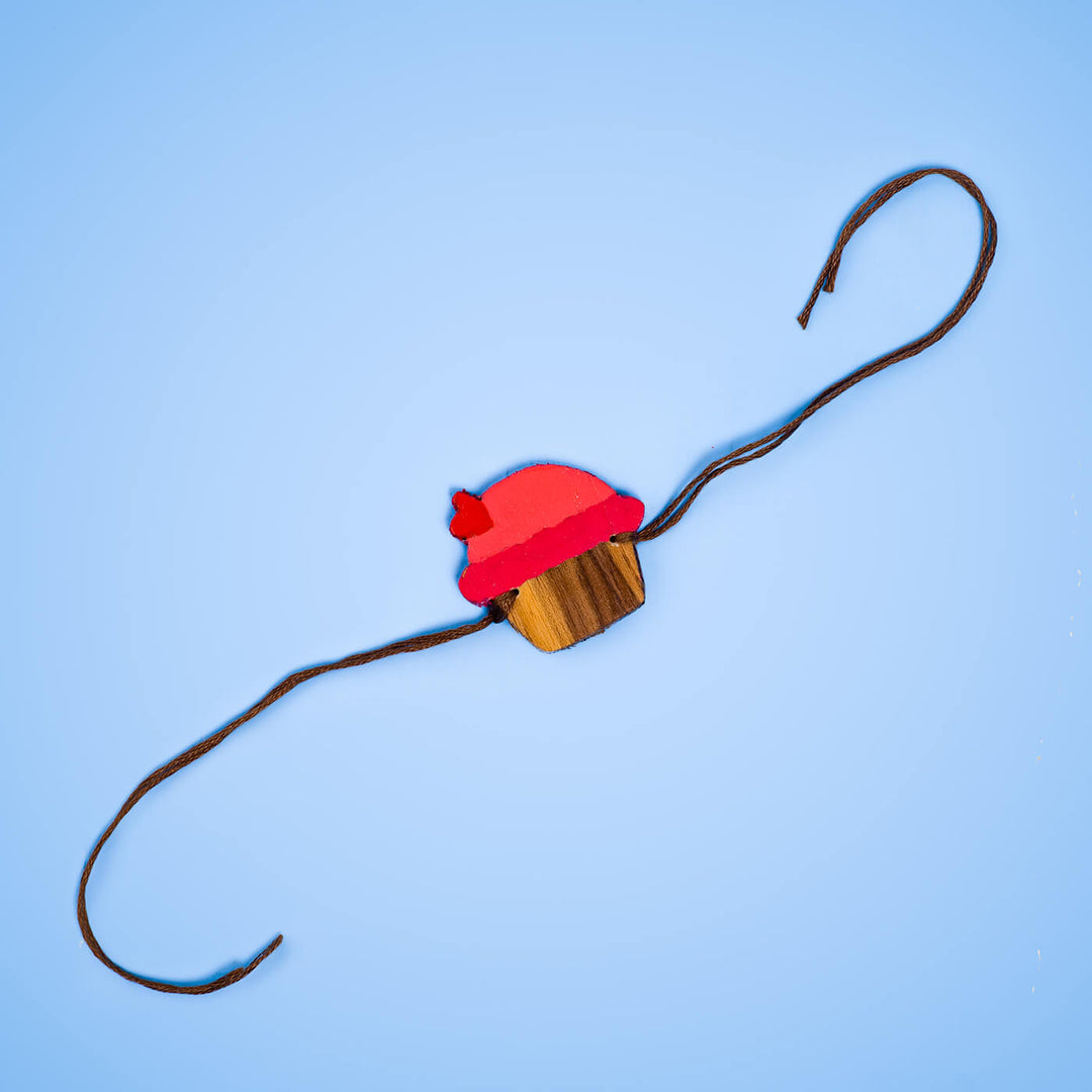 Handpainted Wooden Rakhi Cupcake - Unwrapped Bracelet Charm