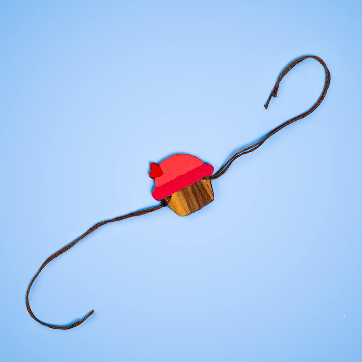 Handpainted Wooden Rakhi Cupcake - Unwrapped Bracelet Charm