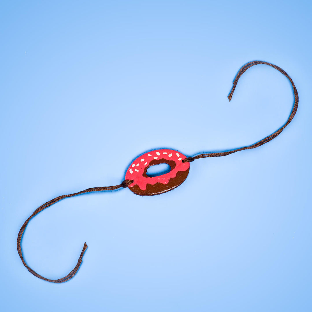 Handpainted Wooden Rakhi Donut - Full Bracelet Layout