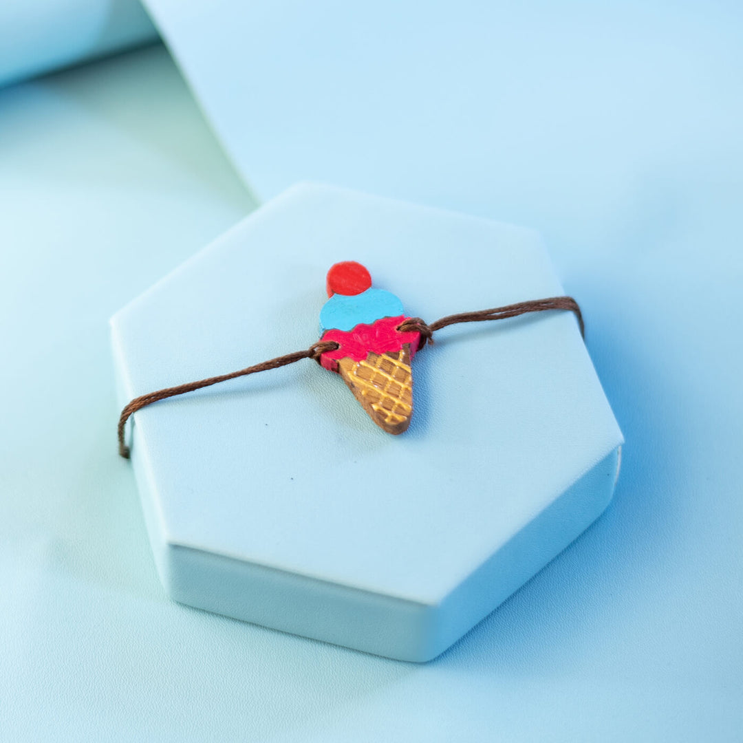 Handpainted Wooden Rakhi Paw - Styled on Hexagonal Display (10)