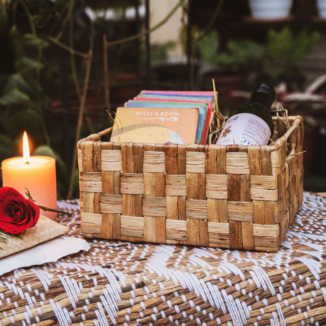 Double Checks Natural Water Hyacinth Basket