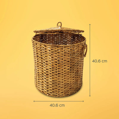 Natural Water Hyacinth Conical Laundry Basket with Lid