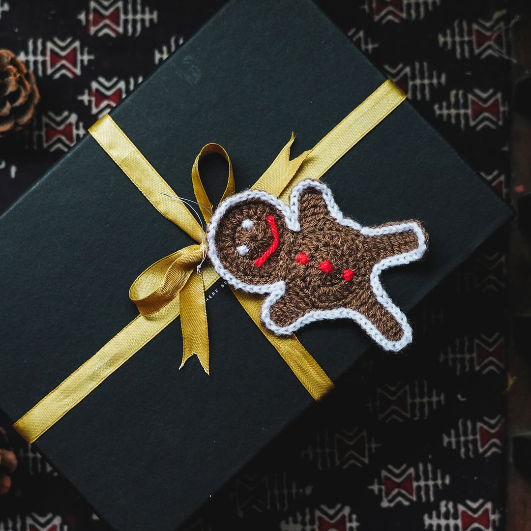Handmade Gingerbread Man Crochet Woollen Ornament For Christmas Tree Decoration