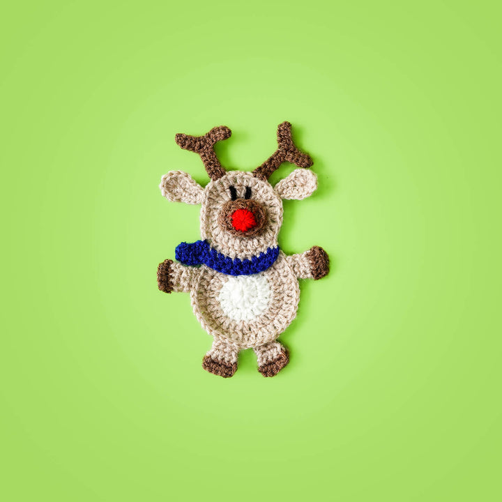 Handmade Rudolph Reindeer Crochet Woollen Ornament For Christmas Tree Decoration