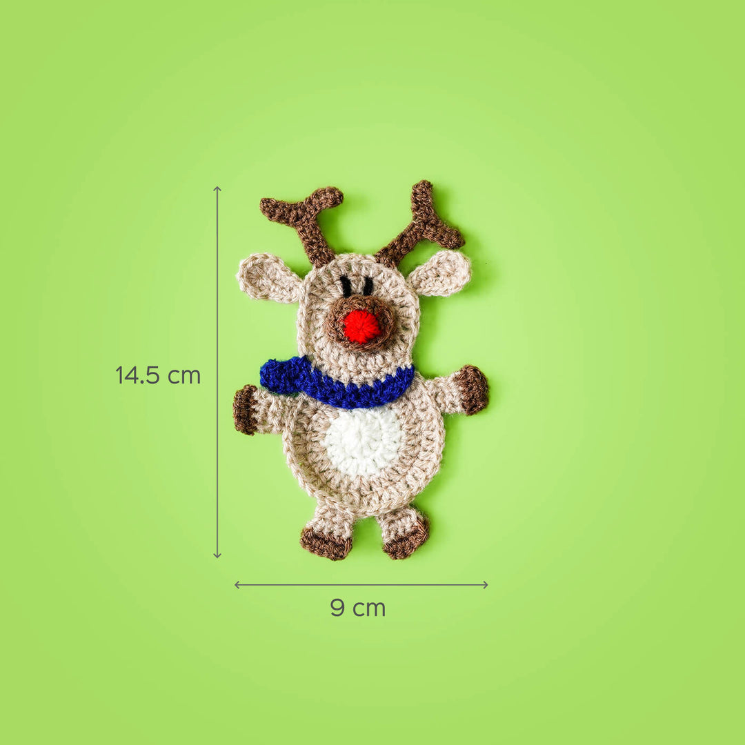 Handmade Rudolph Reindeer Crochet Woollen Ornament For Christmas Tree Decoration