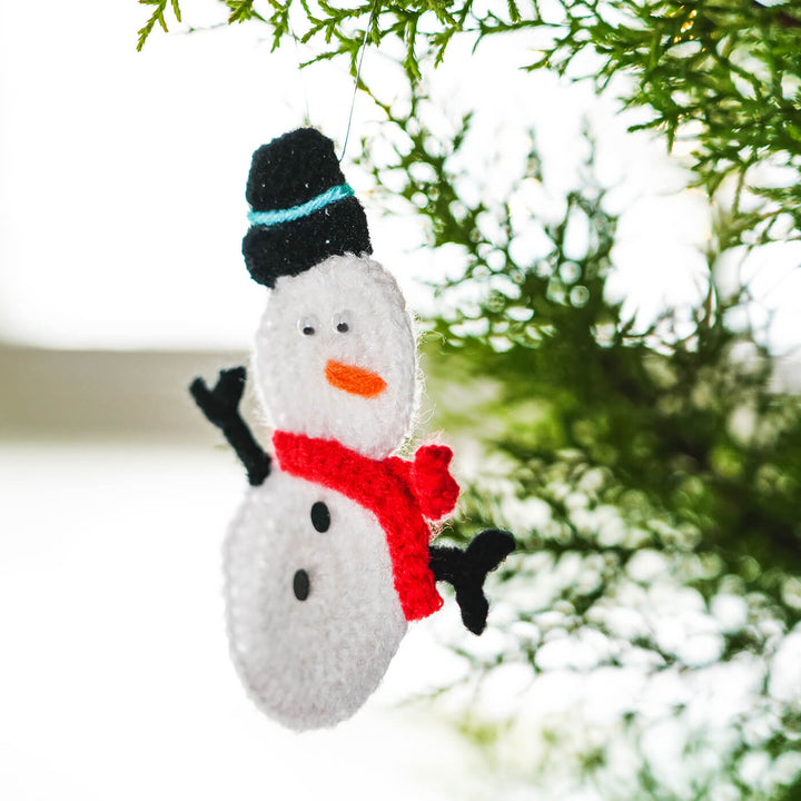 Handmade Snowman Crochet Woollen Ornament For Christmas Tree Decoration