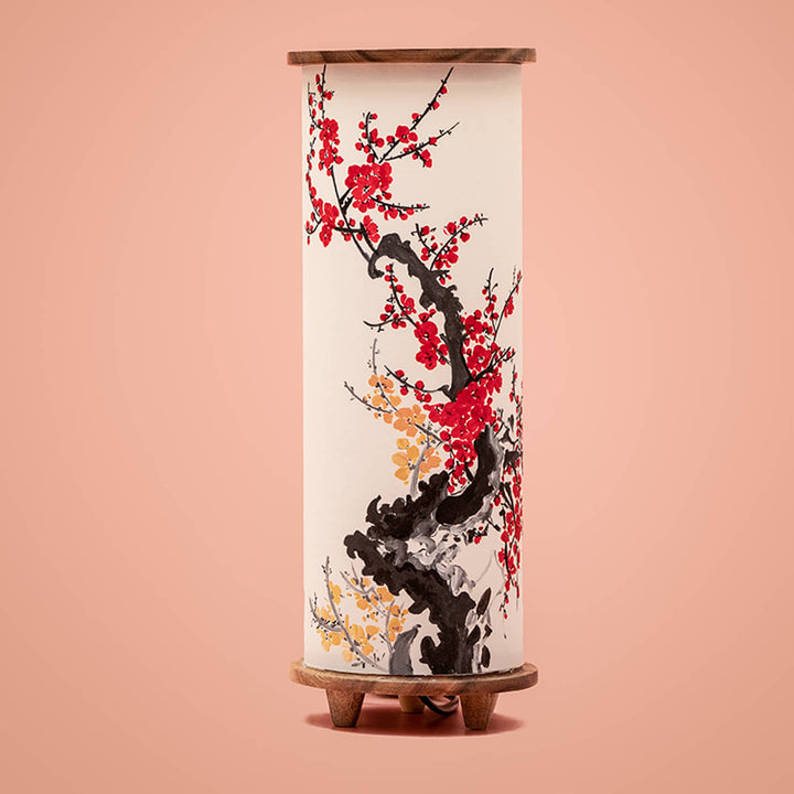Cylindrical Hand-painted Tabletop Lamp