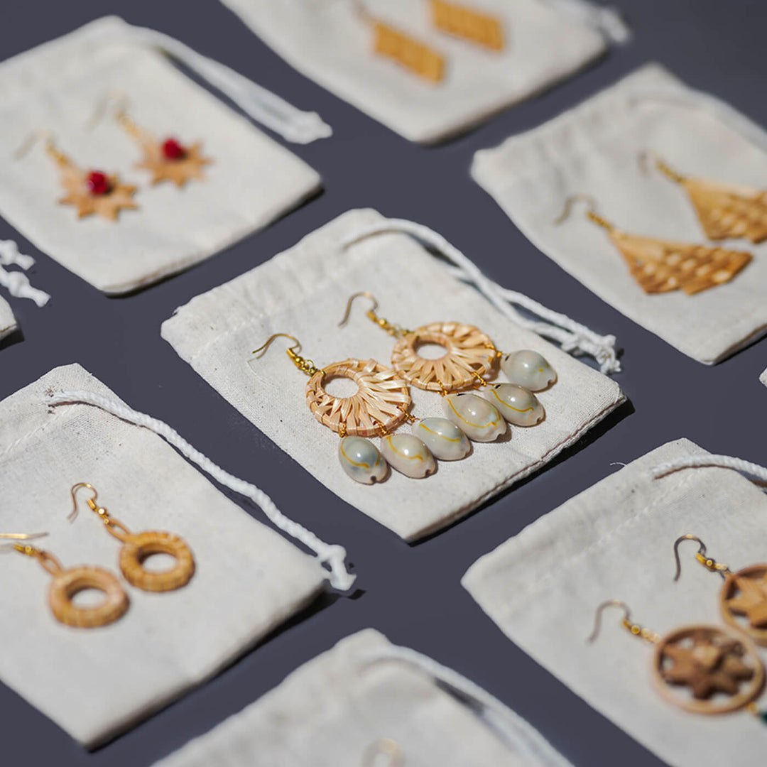 5-Striped Handcrafted Bamboo Earrings