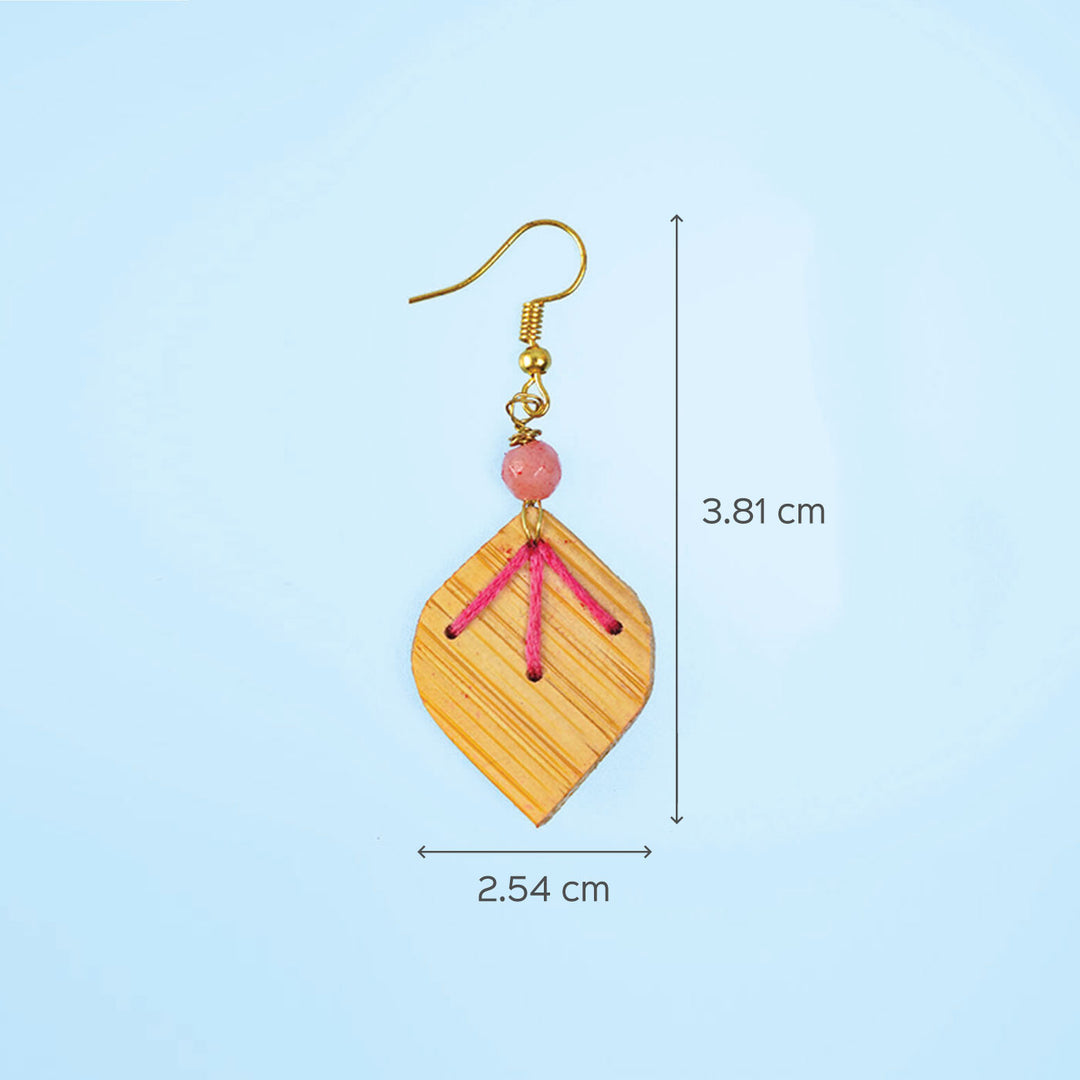 Leaf-Shaped Handcrafted Bamboo Earrings