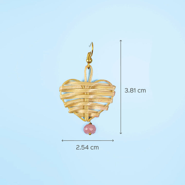 Heart-Shaped Handcrafted Bamboo Earrings