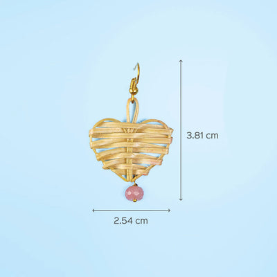Heart-Shaped Handcrafted Bamboo Earrings
