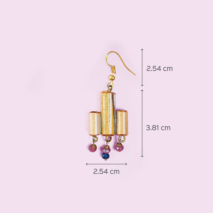 3-Cylindrical Handcrafted Bamboo Earrings