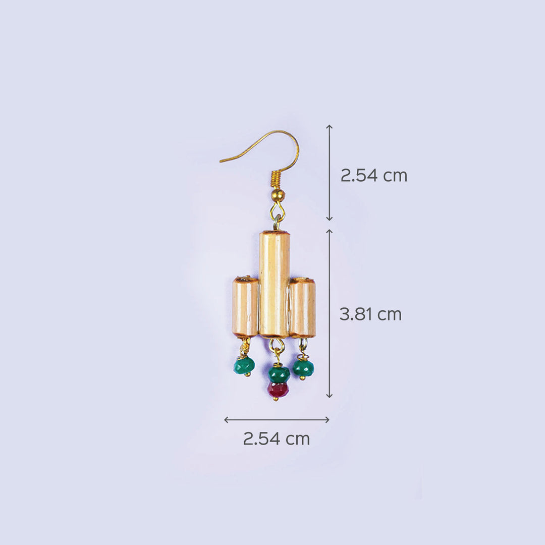 3-Cylindrical Handcrafted Bamboo Earrings