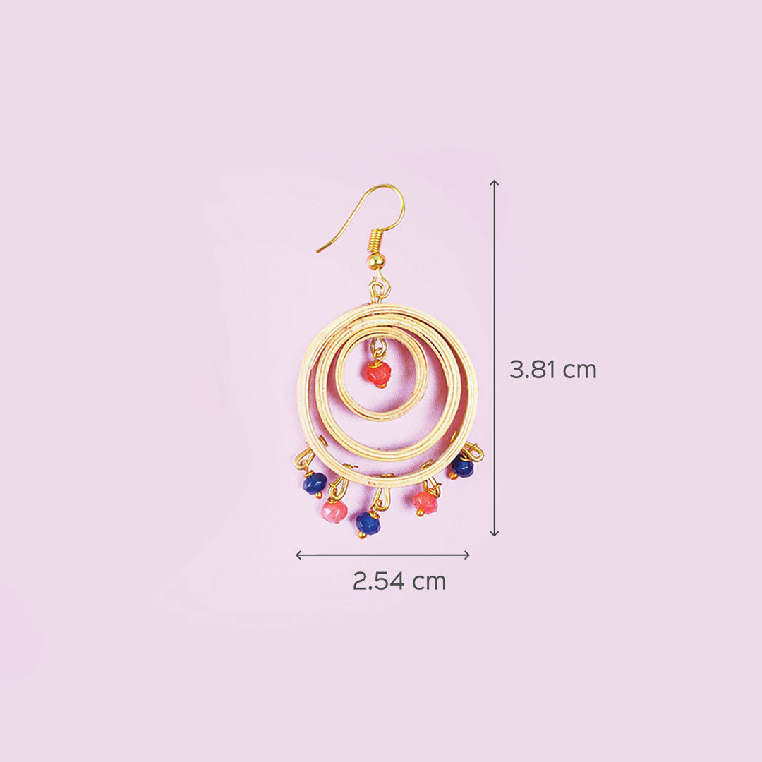 3-Circled Hancrafted Bamboo Earrings with Beads