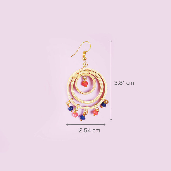 3-Circled Hancrafted Bamboo Earrings with Beads