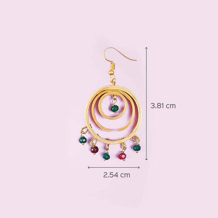 3-Circled Hancrafted Bamboo Earrings with Beads