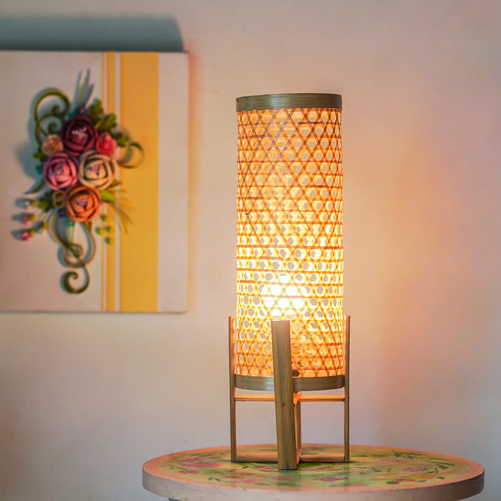 Tall Eco-friendly Bamboo Tabletop Lamp