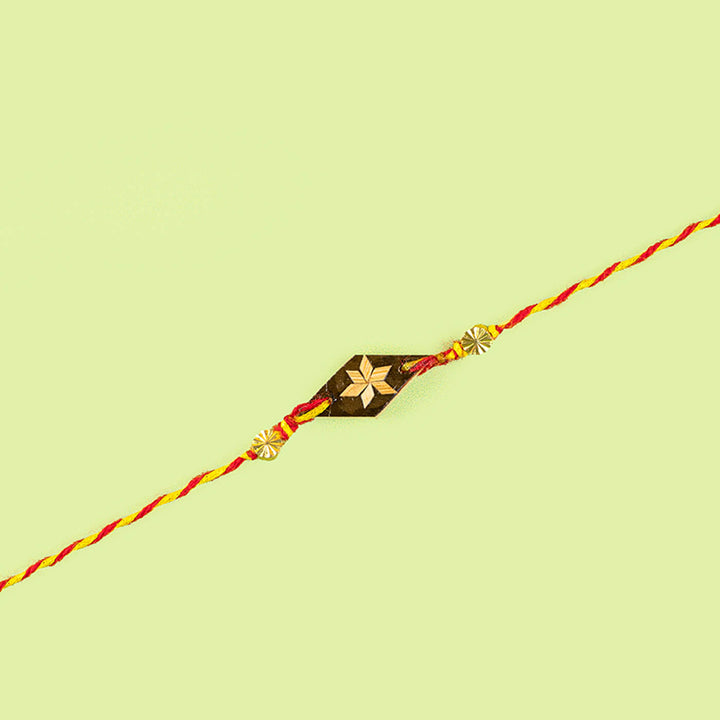 Ecofriendly Bamboo Weaved Quilled Motif Rakhi - Repeat of Wooden motif Rakhi full view