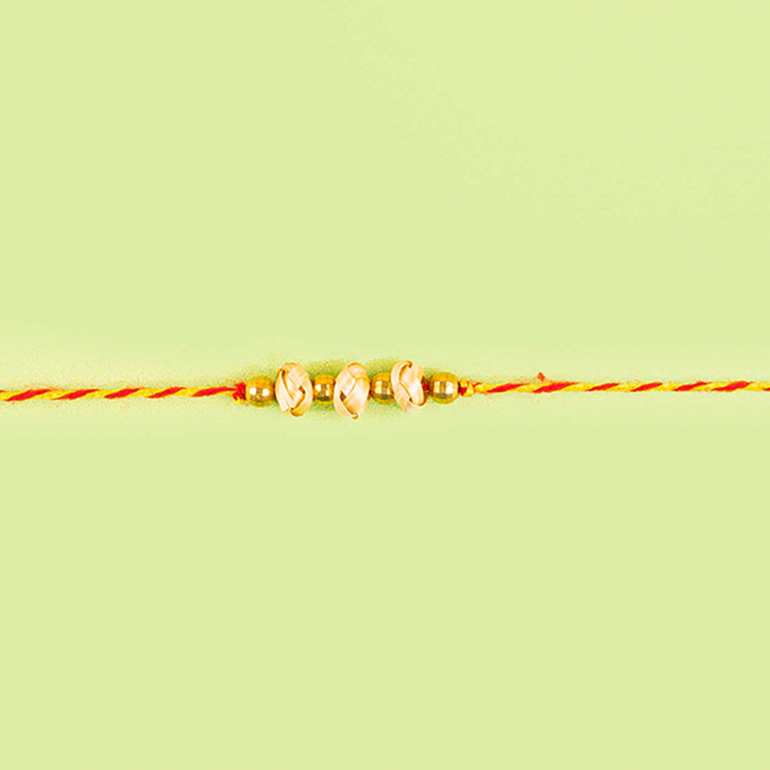 Ecofriendly Bamboo Weaved Quilled Motif Rakhi - Straightened Rakhi full view