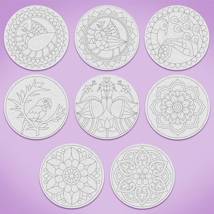 Trial Pack - Birds and Flowers Premarked Canvas Bases - Set of 8