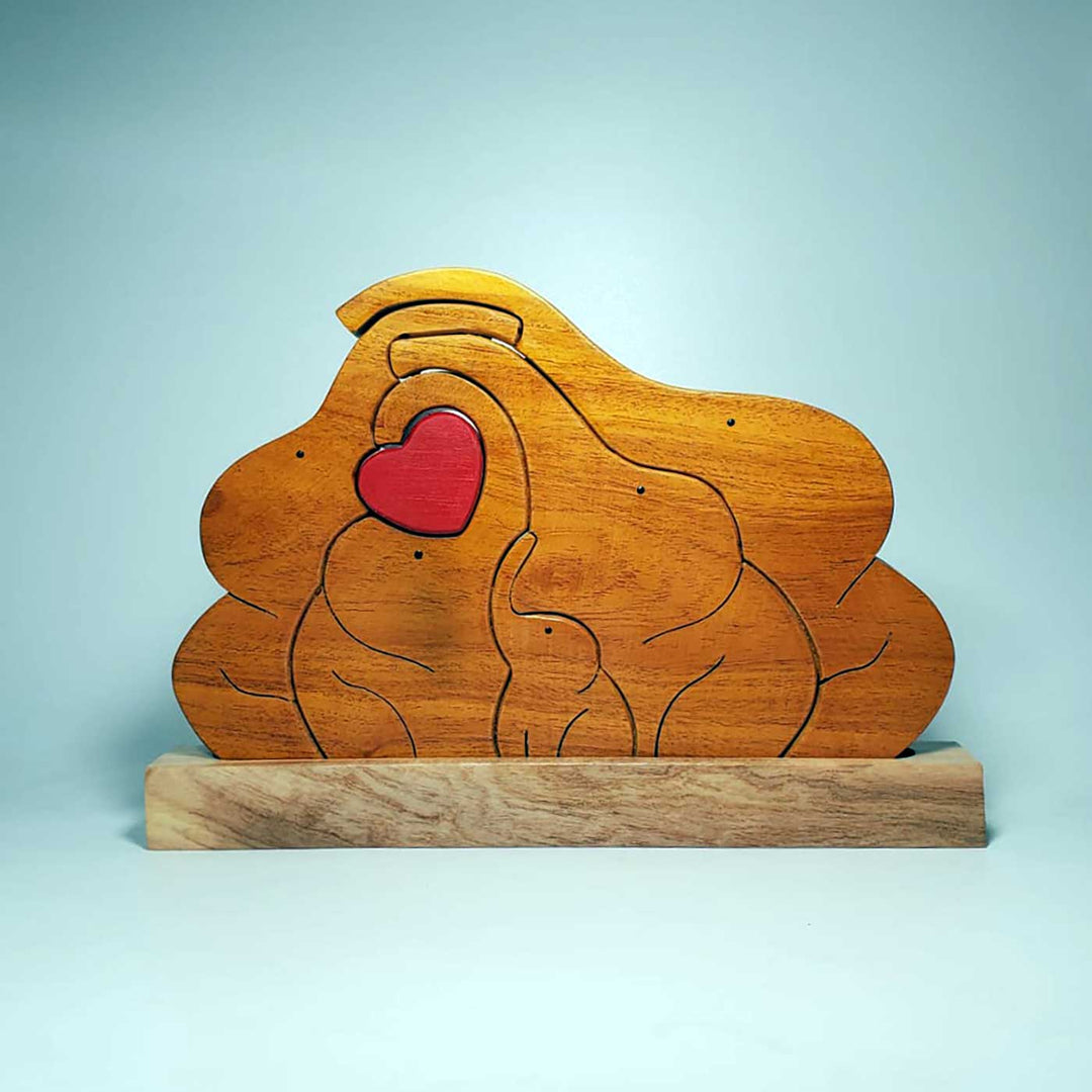 Personalized Elephant Family Neem Wood Figurine Keepsake