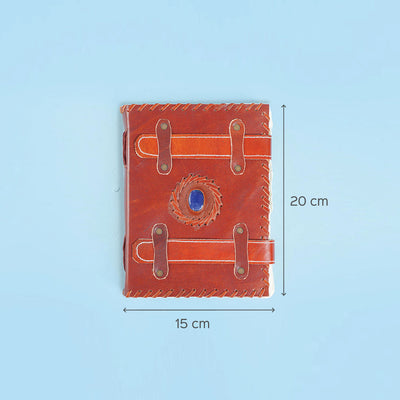 Vintage Leather Gemstone Strap Journal with Handmade Paper
