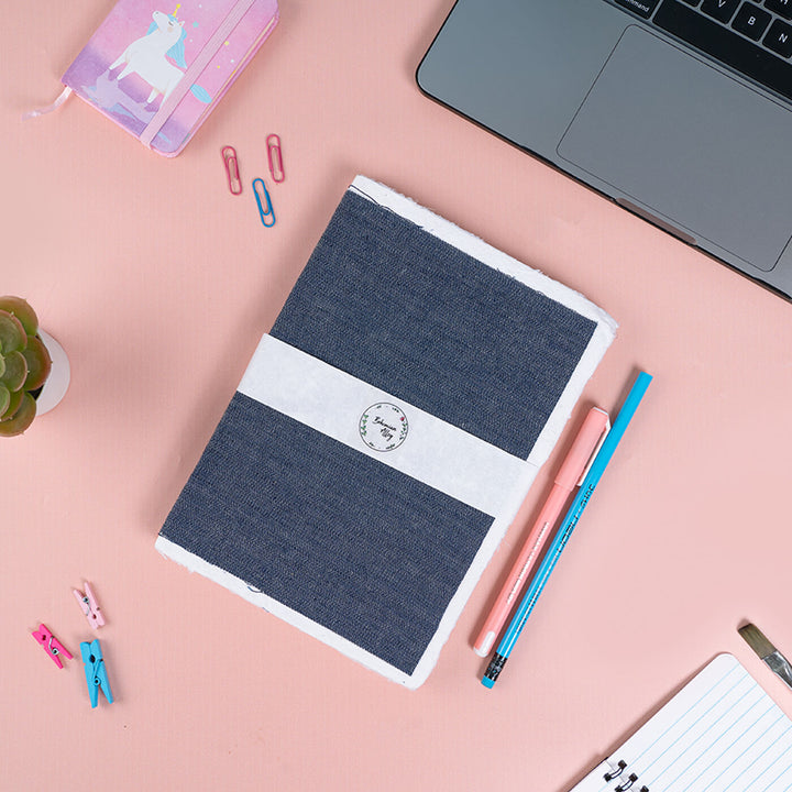 Recycled Denim Diary with Handmade Paper