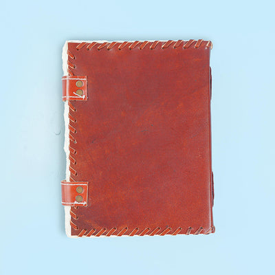 Vintage Leather Gemstone Strap Journal with Handmade Paper