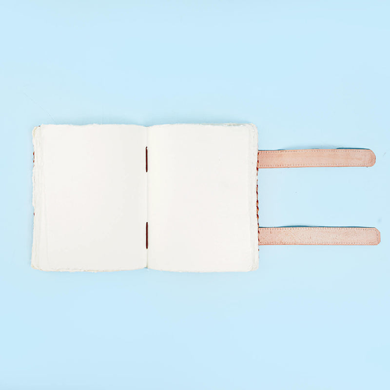 Vintage Leather Gemstone Strap Journal with Handmade Paper