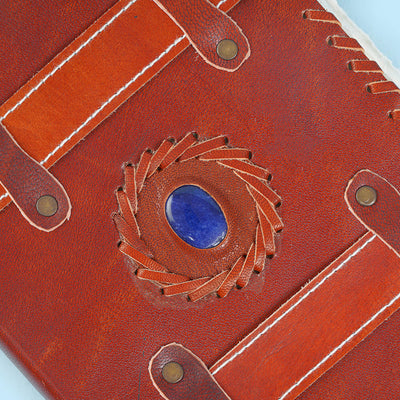 Vintage Leather Gemstone Strap Journal with Handmade Paper