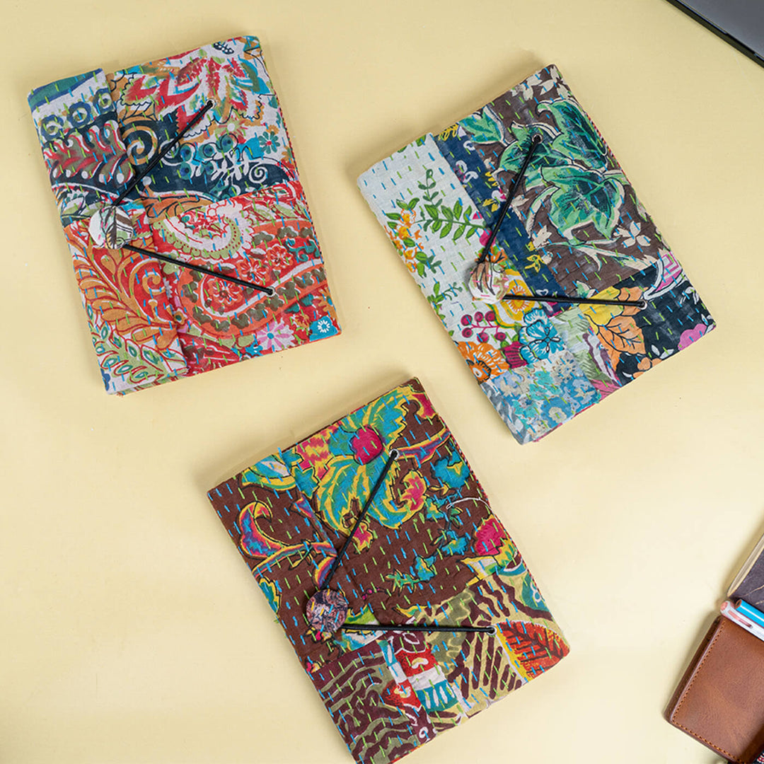 Abstract Diary with Floral Handblock Prints