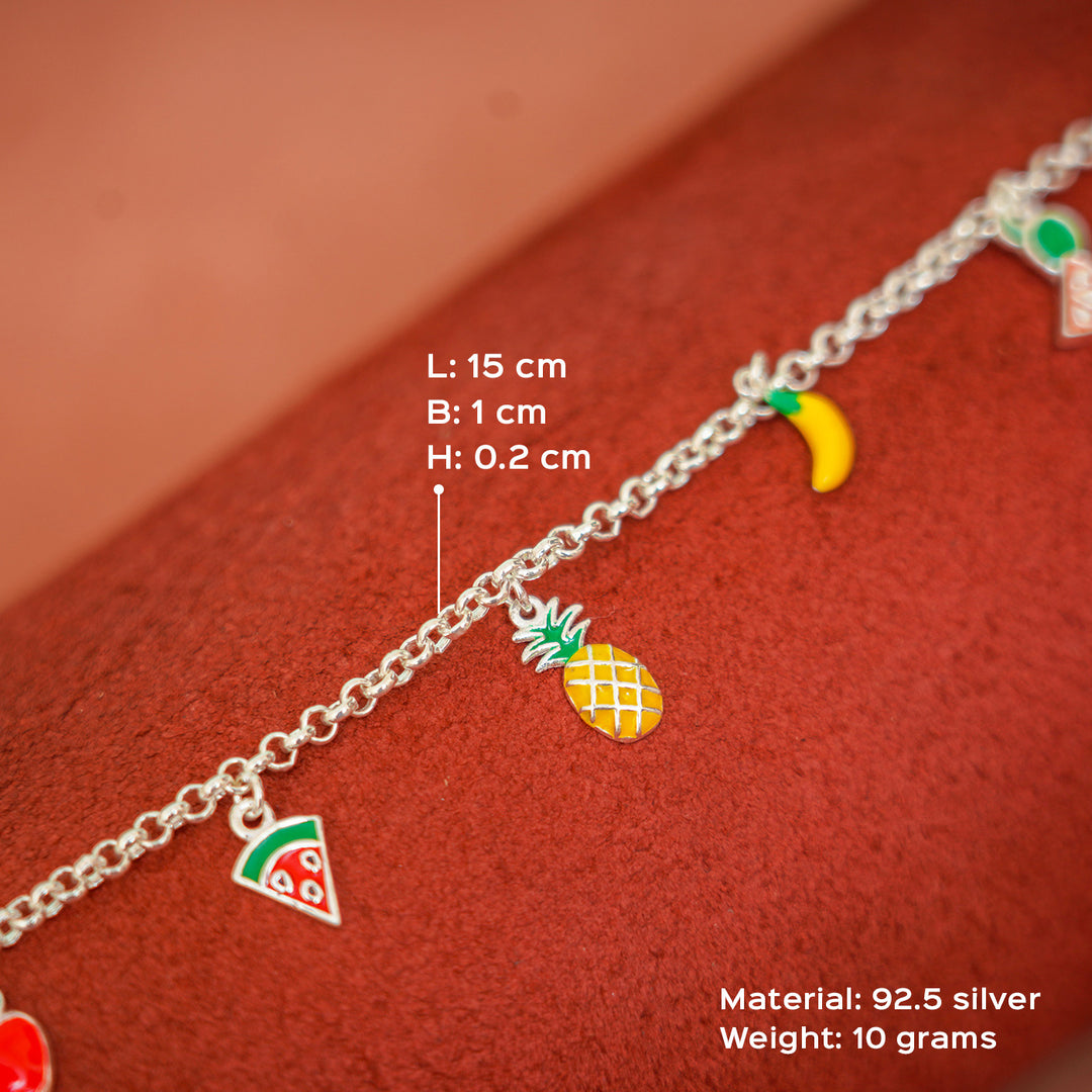 92.5 Silver Fruit Bracelet for Kids/ Teenagers