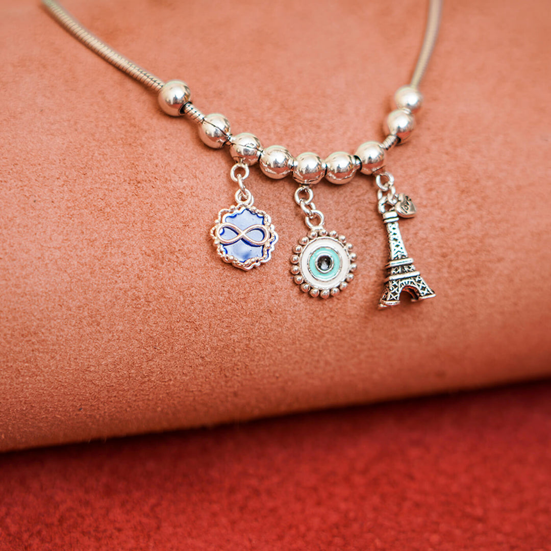 92.5 Silver Charm Tri-Anklets for Adults