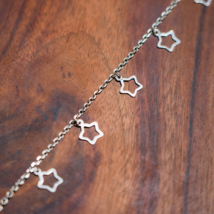 92.5 Silver Charm Star Anklets for Adults