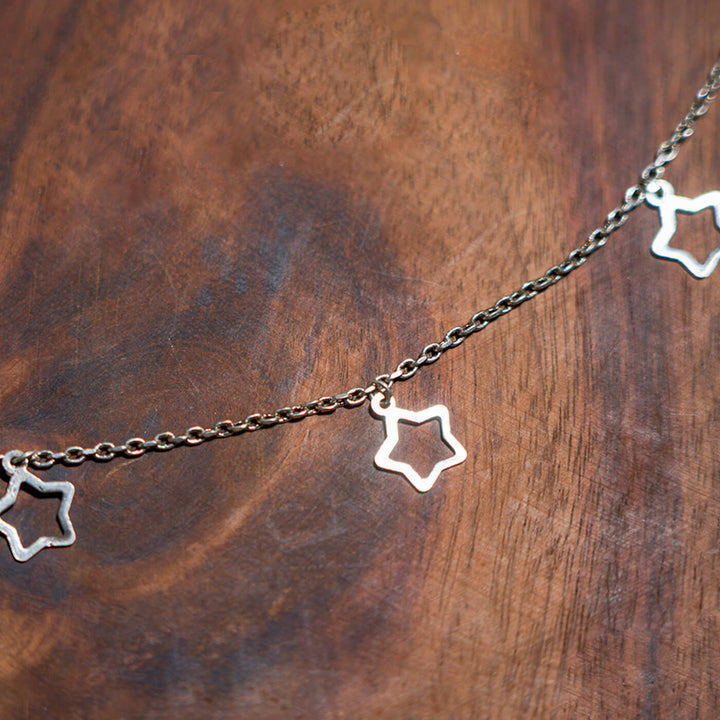 92.5 Silver Charm Star Anklets for Adults