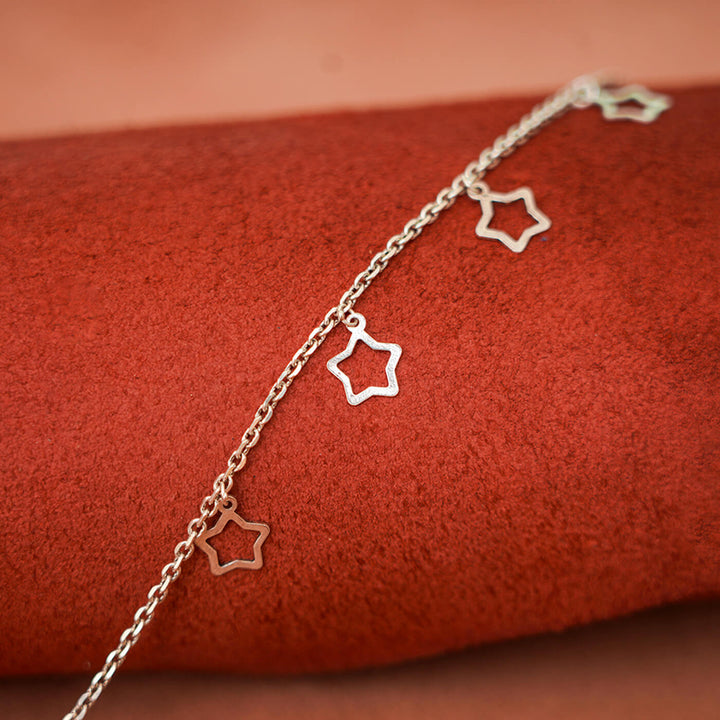 92.5 Silver Charm Star Anklets for Adults