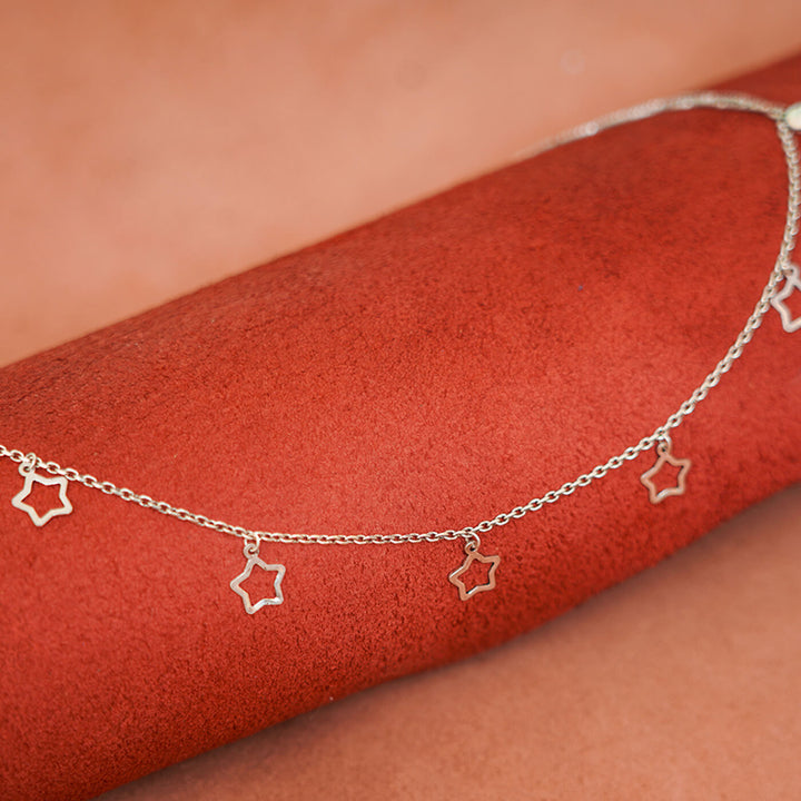 92.5 Silver Charm Star Anklets for Adults