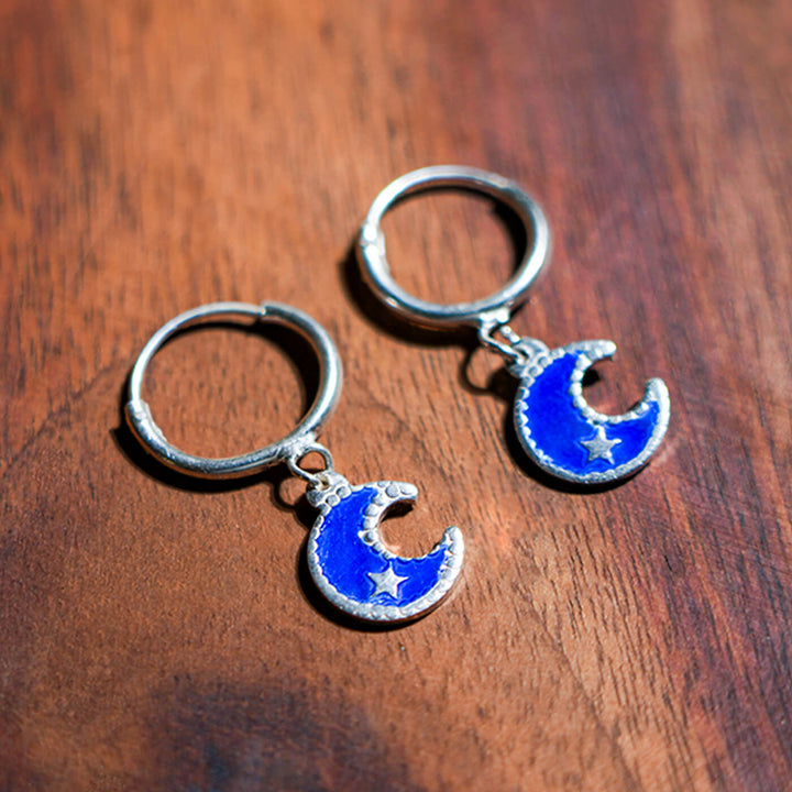 92.5 Silver Kid's Earrings - Moon