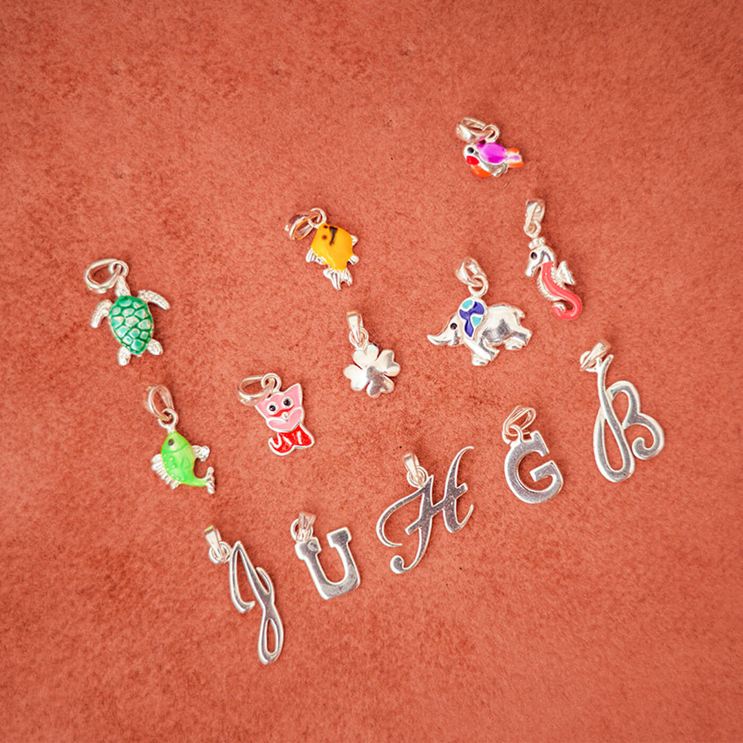 92.5 Silver Customizable Necklace for Kids with 2 Pendants