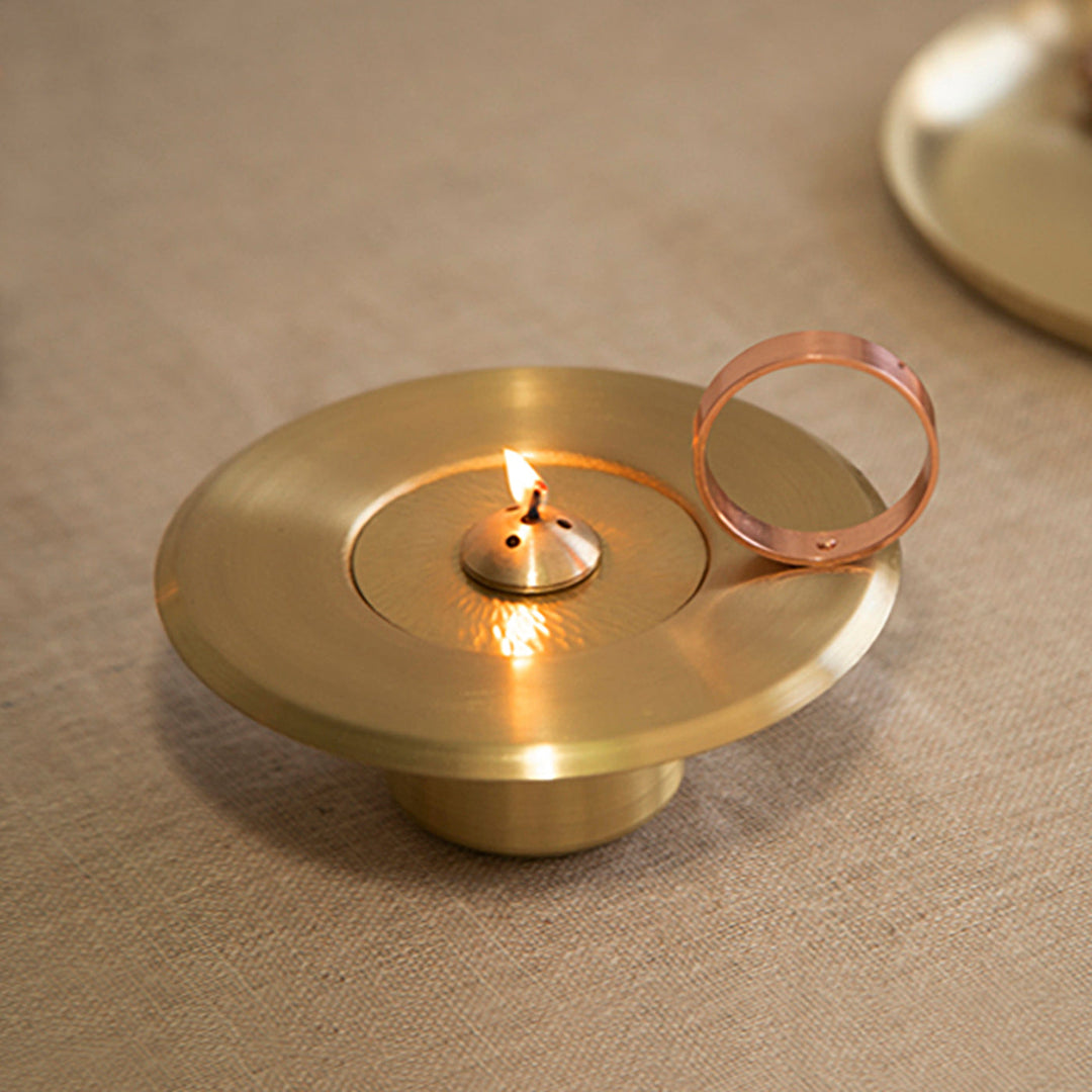 Brass Round Lunar Oil Lamp