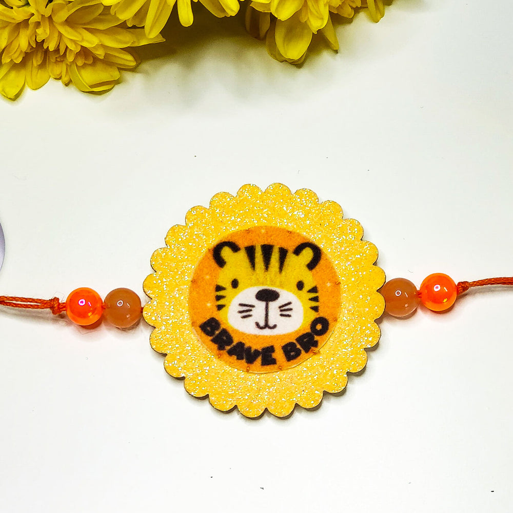 Brave Bro Tiger Rakhiglow In The Dark - Close-up of Centerpiece